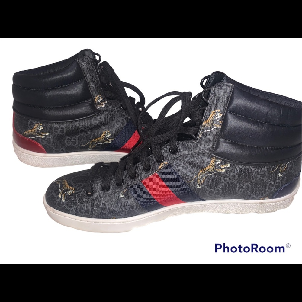 Authentic gucci leather tiger supreme high tops